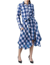 Load image into Gallery viewer, Spring Autumn Fall Long Sleeve Checked Dress Women Plaid Shirt Dress Casual Boho Vintage Checkered Dresses Red Clothes Hot Sale