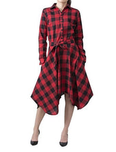Load image into Gallery viewer, Spring Autumn Fall Long Sleeve Checked Dress Women Plaid Shirt Dress Casual Boho Vintage Checkered Dresses Red Clothes Hot Sale