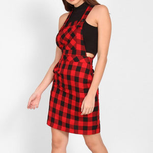 Celmia Plus Size Women Plaid Dress Lady Sexy Sleeveless Backless Short Dress Check Casual Badycon Streetwear Mini Vestidos Mujer