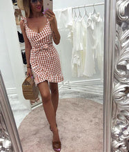 Load image into Gallery viewer, 2019 New Summer Red Plaid Dress backless Vintage Beach Boho Streetwear Ruffles Spaghetti Strap Sexy Party Dress check Women